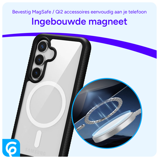 Samsung Galaxy S25 Hoesje Full Protect 360° Cover met MagSafe / Qi2 Zwart afbeelding 5