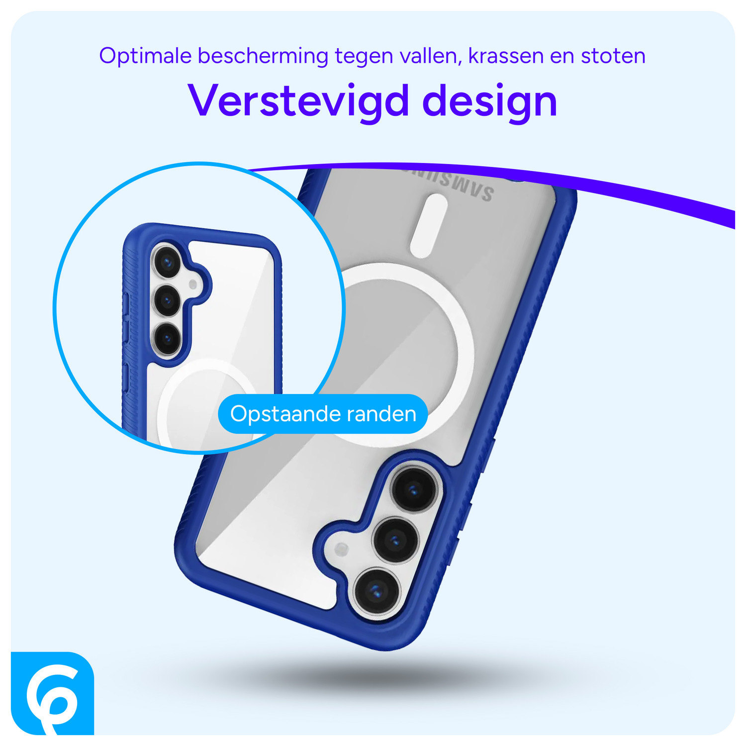 Samsung Galaxy S25 Hoesje Full Protect 360° Cover met MagSafe / Qi2 Blauw afbeelding 2