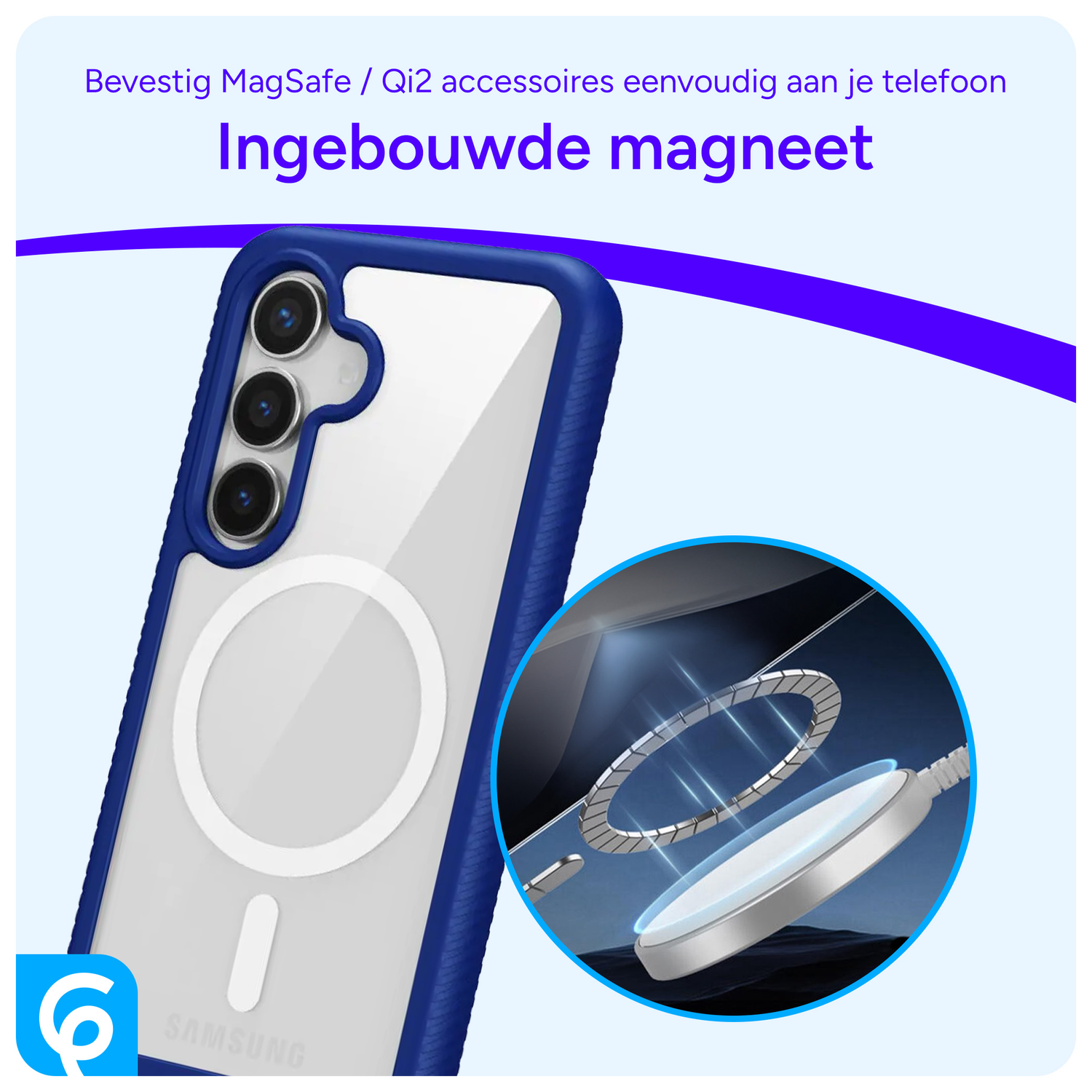 Samsung Galaxy S25 Hoesje Full Protect 360° Cover met MagSafe / Qi2 Blauw afbeelding 5