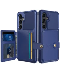 Samsung Galaxy S25 Hoesje 3-in-1 Pasjes Portemonnee Back Cover Blauw