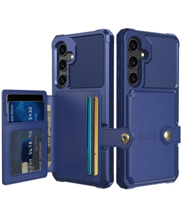 Samsung Galaxy S25 Hoesje 3-in-1 Pasjes Portemonnee Back Cover Blauw Hoesjes