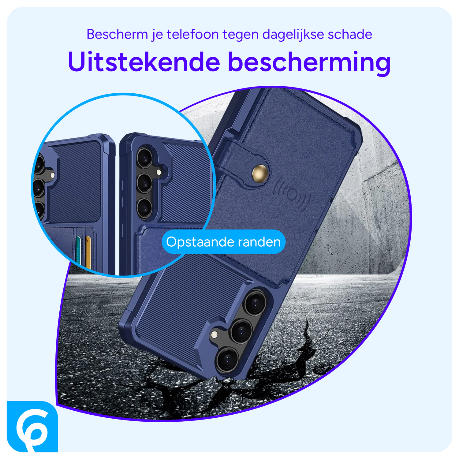 Samsung Galaxy S25 Hoesje 3-in-1 Pasjes Portemonnee Back Cover Blauw afbeelding 4