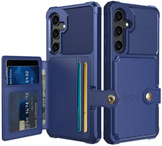 Samsung Galaxy S25 Hoesje 3-in-1 Pasjes Portemonnee Back Cover Blauw afbeelding 1