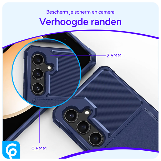 Samsung Galaxy S25 Hoesje 3-in-1 Pasjes Portemonnee Back Cover Blauw afbeelding 3