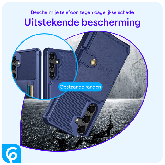 Samsung Galaxy S25 Hoesje 3-in-1 Pasjes Portemonnee Back Cover Blauw afbeelding 4