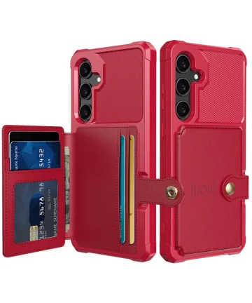 Samsung Galaxy S25 Hoesje 3-in-1 Pasjes Portemonnee Back Cover Rood Hoesjes