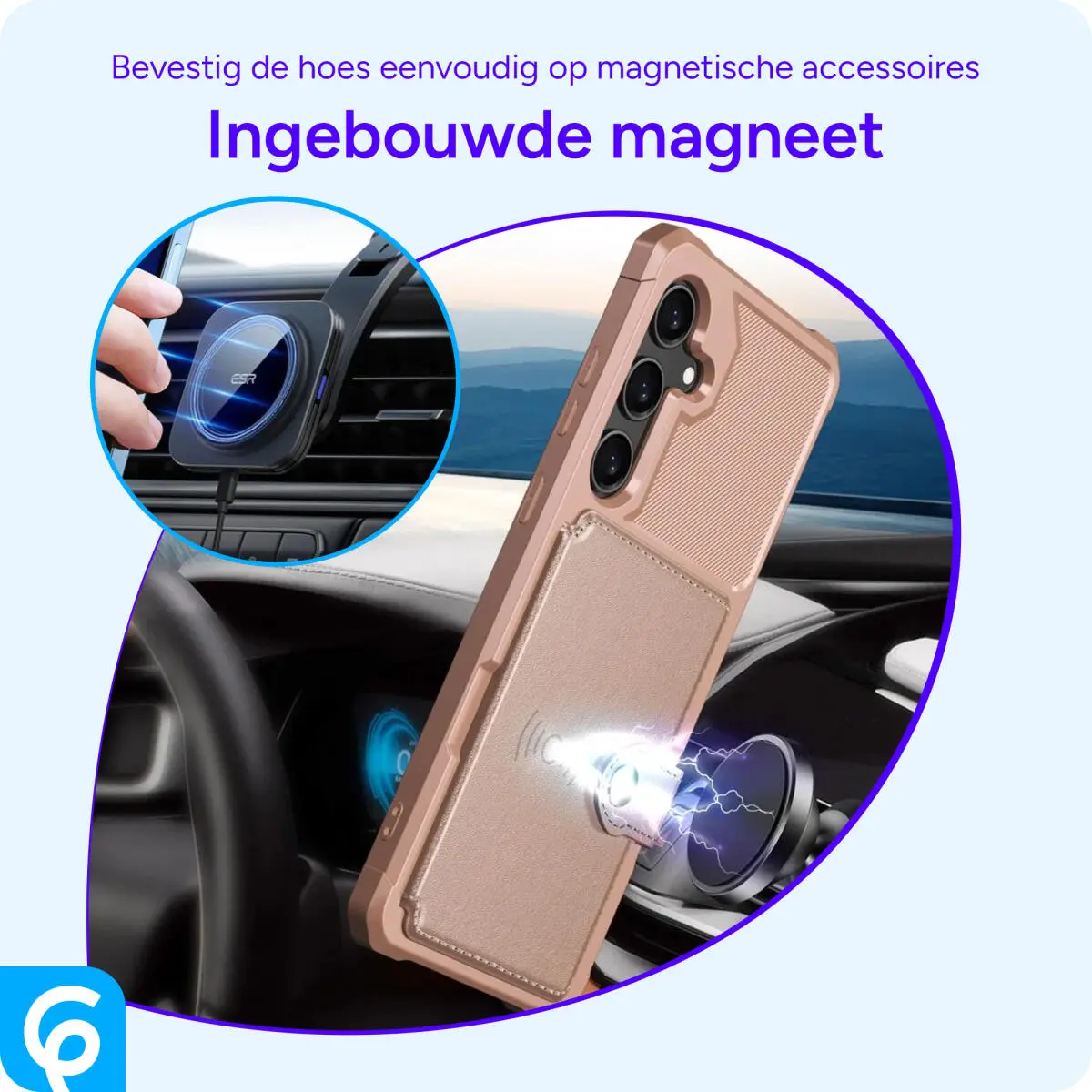 Samsung Galaxy S25 Hoesje 3-in-1 Pasjes Portemonnee Back Cover Roze afbeelding 6
