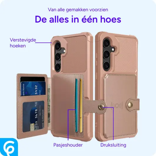 Samsung Galaxy S25 Hoesje 3-in-1 Pasjes Portemonnee Back Cover Roze afbeelding 5