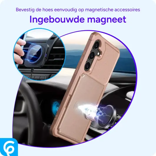 Samsung Galaxy S25 Hoesje 3-in-1 Pasjes Portemonnee Back Cover Roze afbeelding 6