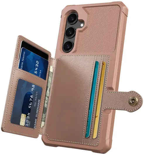 Samsung Galaxy S25 Hoesje 3-in-1 Pasjes Portemonnee Back Cover Roze afbeelding 7