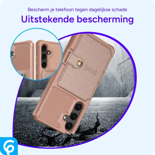 Samsung Galaxy S25 Hoesje 3-in-1 Pasjes Portemonnee Back Cover Roze afbeelding 4
