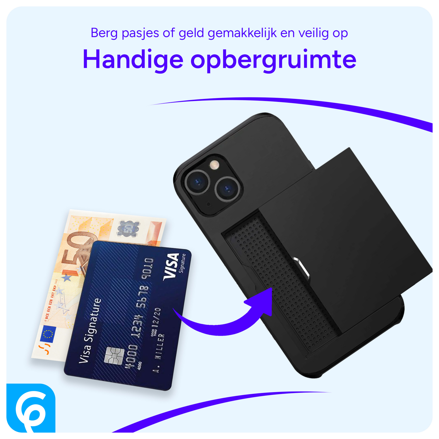 Samsung Galaxy S25 Hoesje met Slider Kaarthouder Back Cover Zwart afbeelding 5