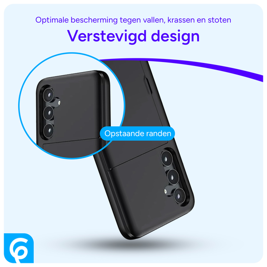 Samsung Galaxy S25 Hoesje met Slider Kaarthouder Back Cover Zwart afbeelding 4