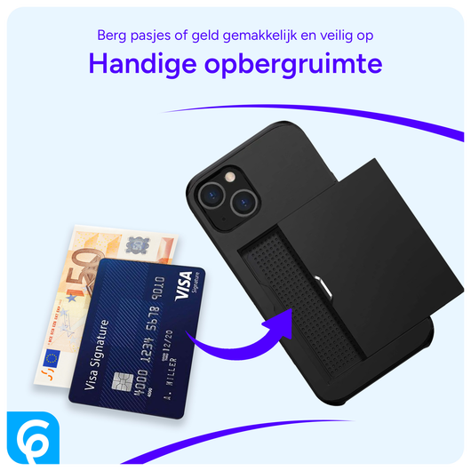 Samsung Galaxy S25 Hoesje met Slider Kaarthouder Back Cover Zwart afbeelding 5