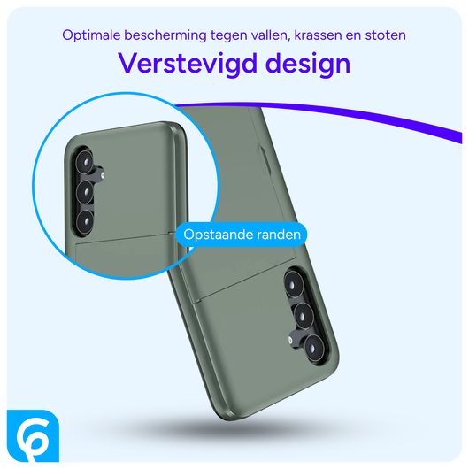 Samsung Galaxy S25 Hoesje met Slider Kaarthouder Back Cover Groen afbeelding 2
