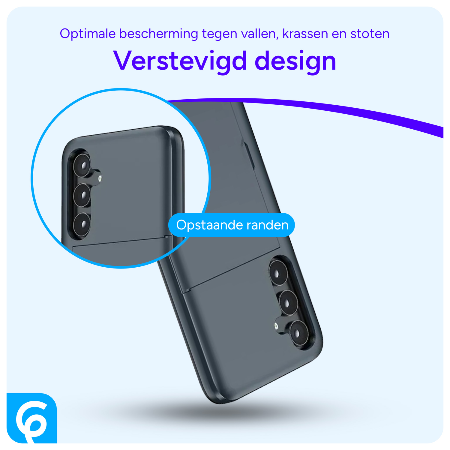 Samsung Galaxy S25 Hoesje met Slider Kaarthouder Back Cover Blauw afbeelding 2
