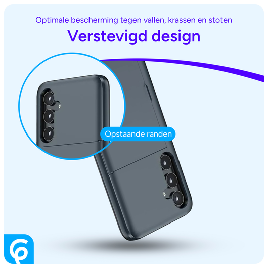 Samsung Galaxy S25 Hoesje met Slider Kaarthouder Back Cover Blauw afbeelding 2