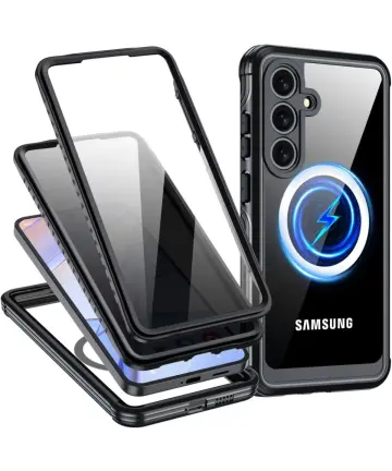 Samsung Galaxy S25 Plus Hoesje Full Protect 360° Cover met MagSafe / Qi2 Zwart Hoesjes