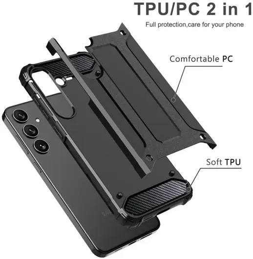 Samsung Galaxy S25 Ultra Hoesje Shock Proof Hybride Back Cover Zwart afbeelding 4