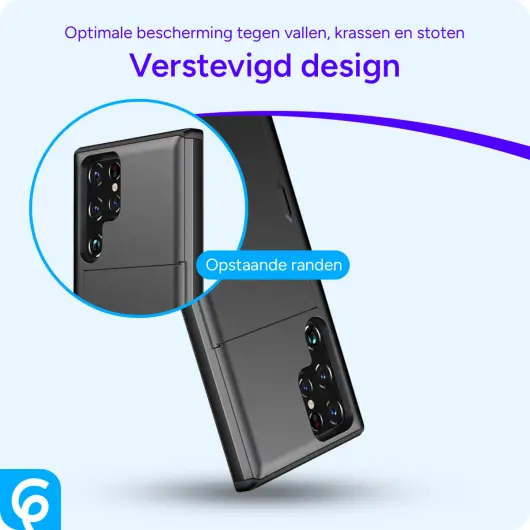 Samsung Galaxy S25 Ultra Hoesje met Slider Kaarthouder Back Cover Zwart afbeelding 5