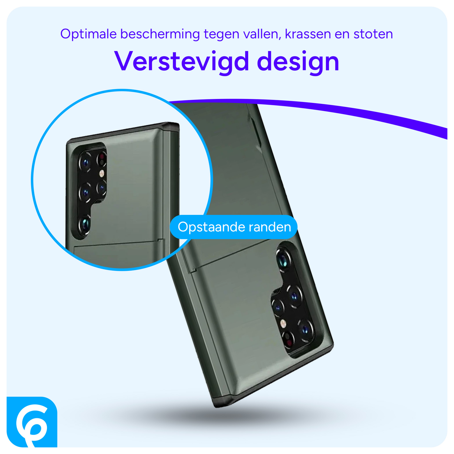 Samsung Galaxy S25 Ultra Hoesje met Slider Kaarthouder Back Cover Groen afbeelding 2