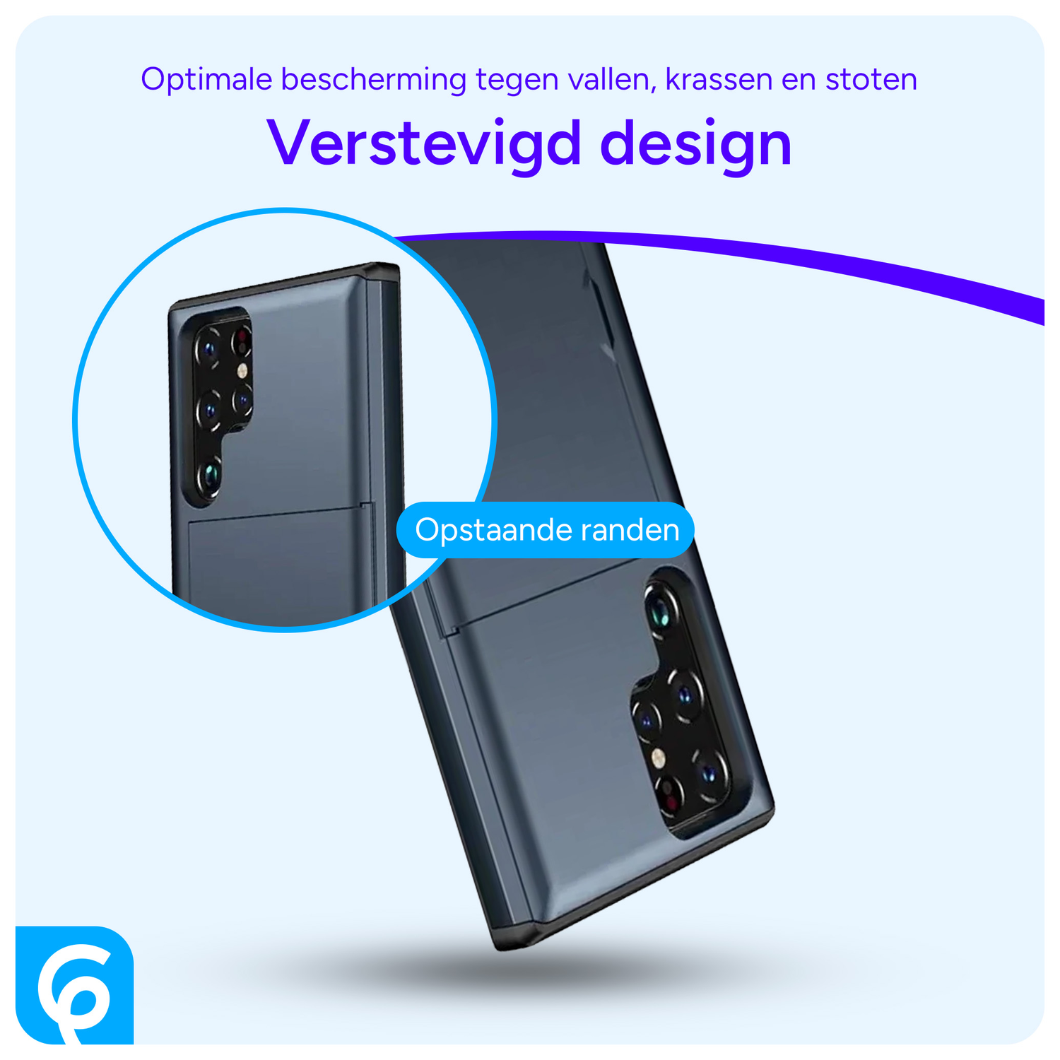 Samsung Galaxy S25 Ultra Hoesje met Slider Kaarthouder Back Cover Blauw afbeelding 2