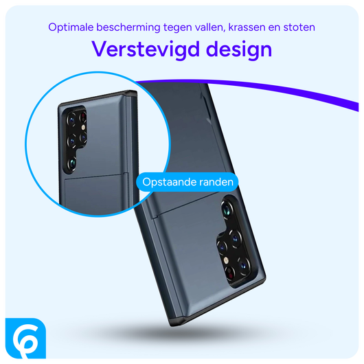 Samsung Galaxy S25 Ultra Hoesje met Slider Kaarthouder Back Cover Blauw afbeelding 2