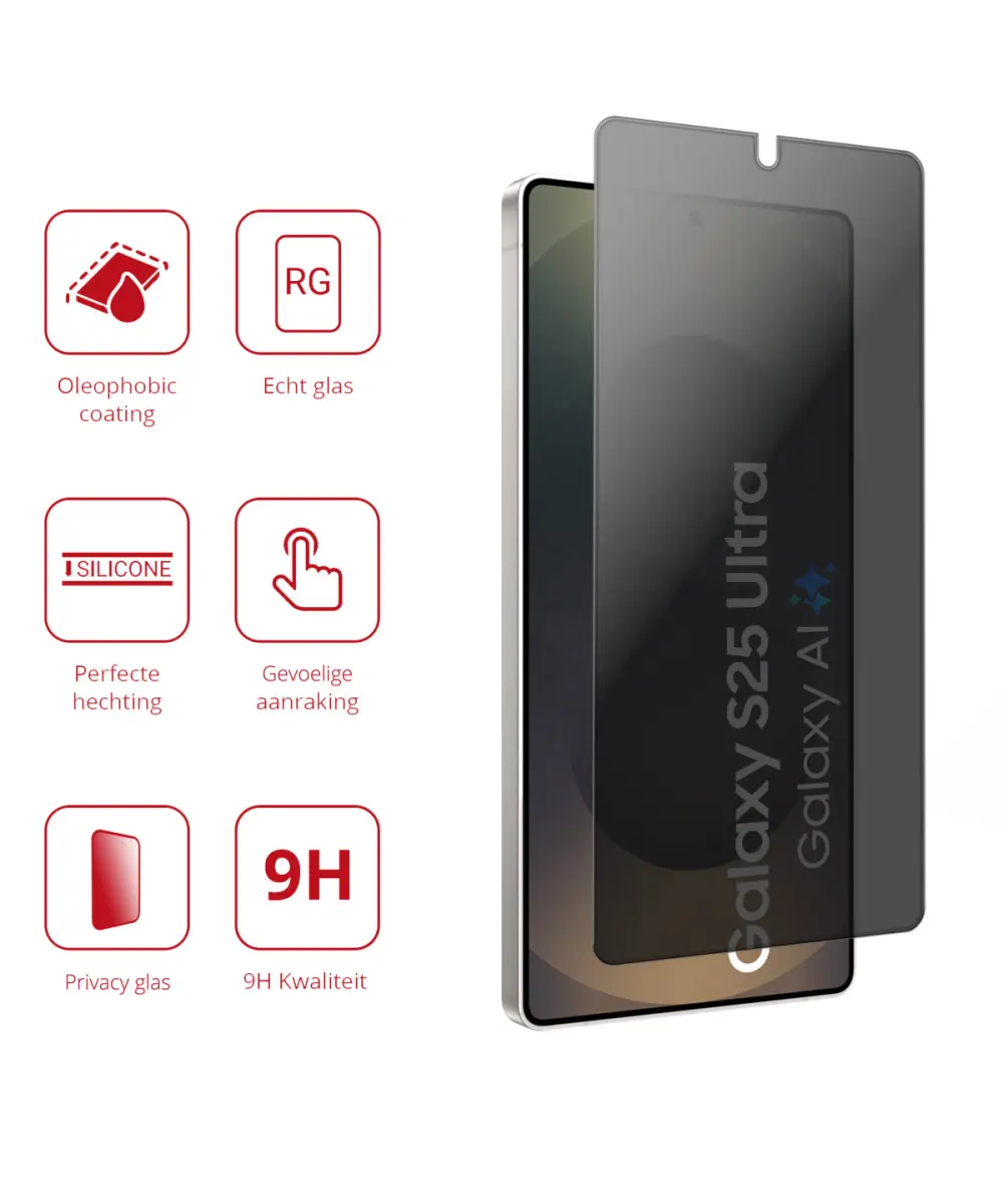 Rosso Samsung Galaxy S25 Ultra 9H Tempered Glass Screen Protector Privacy afbeelding 2