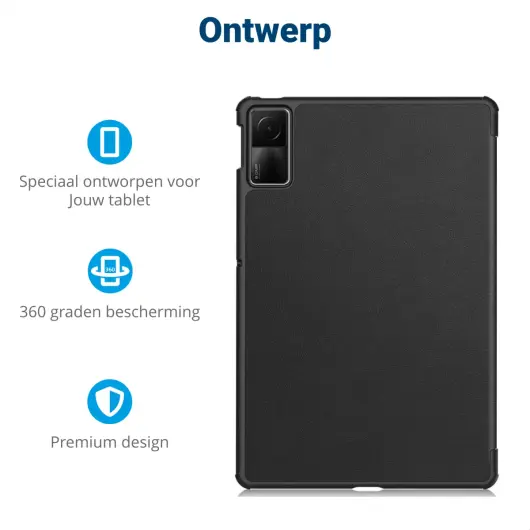 Xiaomi Redmi Pad SE Hoes Tri-Fold Book Case met Standaard Zwart afbeelding 3