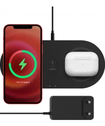 Belkin BoostCharge 15W Qi Wireless Charging Dual Pad Draadloze Oplader Zwart