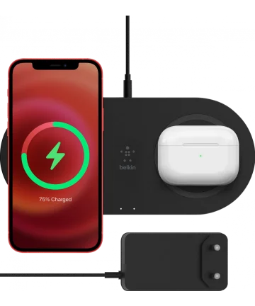 Belkin BoostCharge 15W Qi Wireless Charging Dual Pad Draadloze Oplader Zwart Opladers