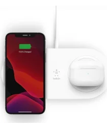 Belkin BoostCharge 15W Qi Wireless Charging Dual Pad Draadloze Oplader Wit