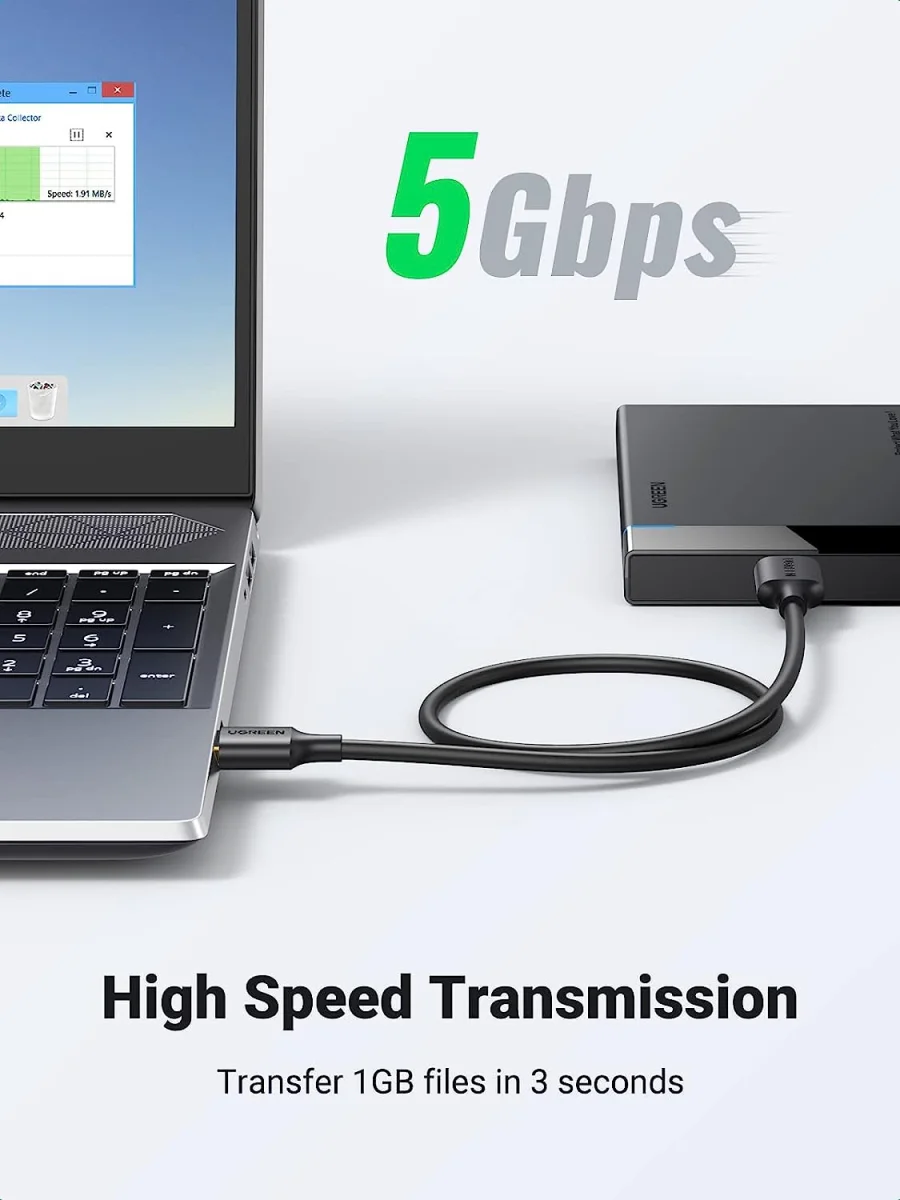 UGREEN USB naar Micro B Data en Laadkabel 10W 5Gbps 0.5M Zwart afbeelding 3