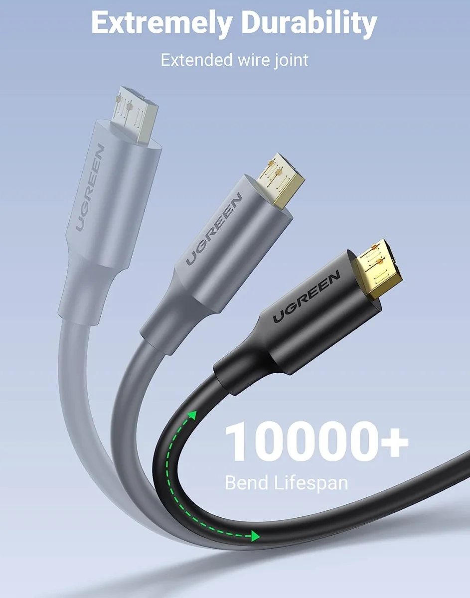 UGREEN USB naar Micro B Data en Laadkabel 10W 5Gbps 0.5M Zwart afbeelding 4