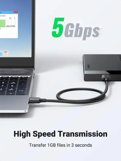UGREEN USB naar Micro B Data en Laadkabel 10W 5Gbps 0.5M Zwart afbeelding 3