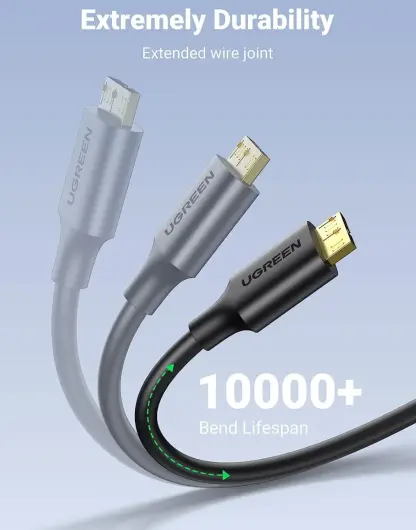 UGREEN USB naar Micro B Data en Laadkabel 10W 5Gbps 0.5M Zwart afbeelding 4