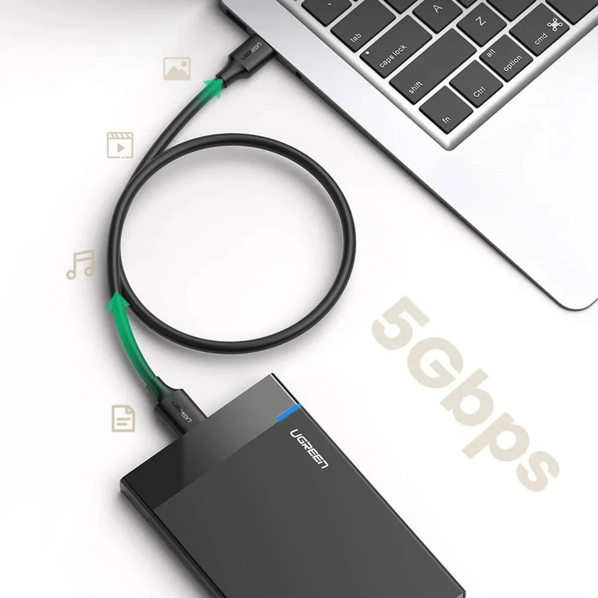 UGREEN USB naar Micro USB  B Data en Laadkabel 10W 5Gbps 1M Zwart afbeelding 7