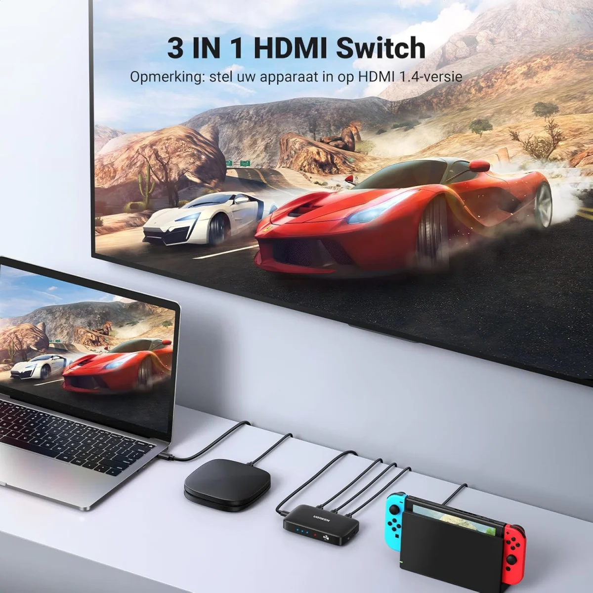 UGREEN 3-in-1 HDMI 1.4 Switch 4K@30Hz HDMI Switcher 10.2Gbps afbeelding 2