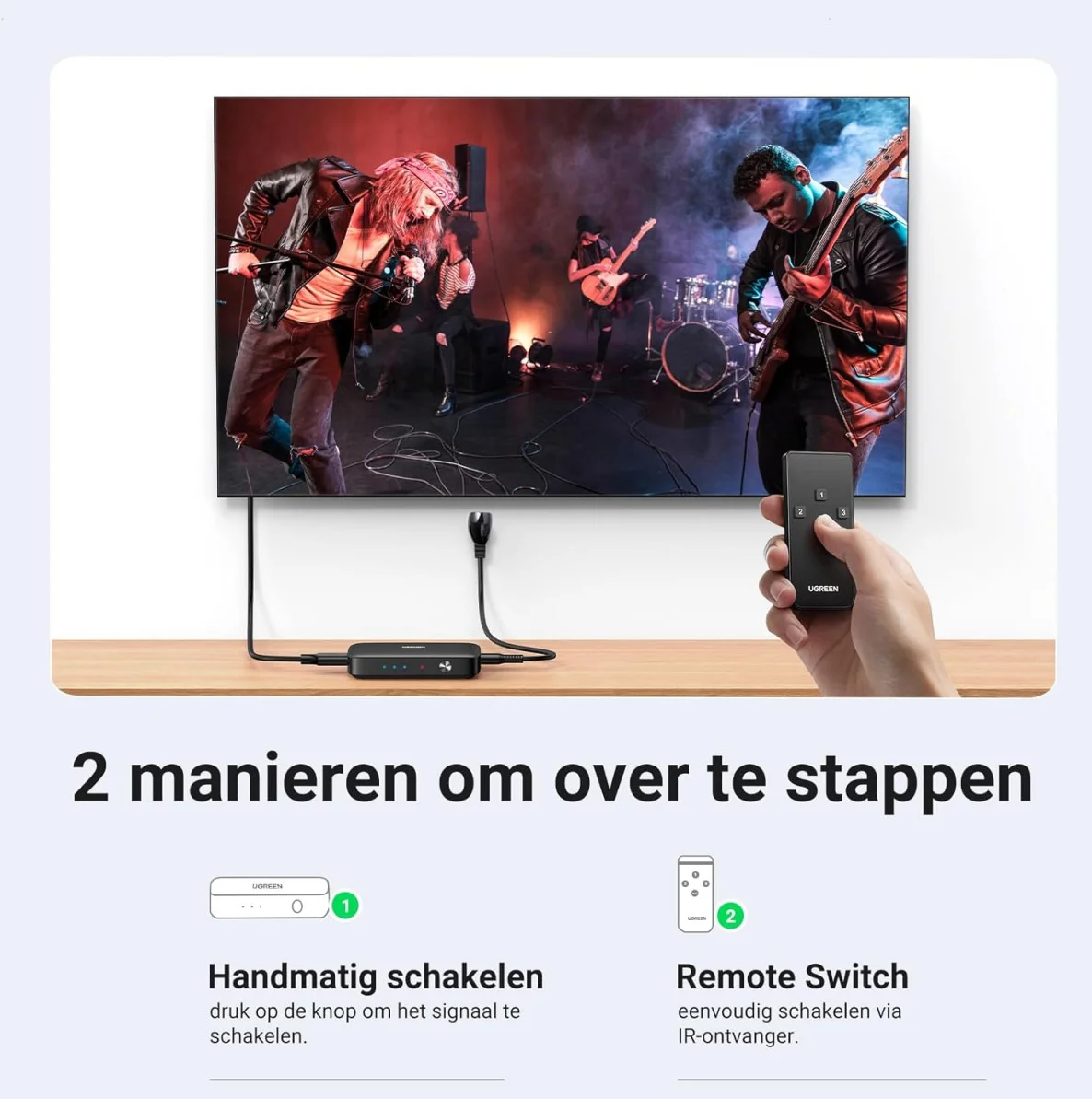 UGREEN 3-in-1 HDMI 1.4 Switch 4K@30Hz HDMI Switcher 10.2Gbps afbeelding 3