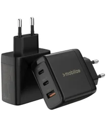 Mobilize 65W Power Delivery / PPS USB-C en USB-A GaN Adapter Zwart afbeelding