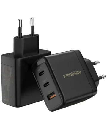 Mobilize 65W Power Delivery / PPS USB-C en USB-A GaN Adapter Zwart Opladers