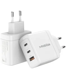 Mobilize 65W Power Delivery / PPS USB-C en USB-A GaN Adapter Wit afbeelding