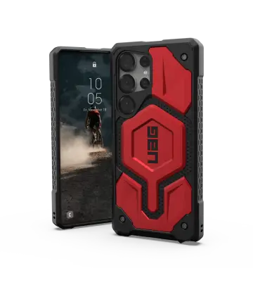 UAG Monarch Pro Samsung Galaxy S25 Ultra Hoesje Qi2 Magnet Leer Crimson Hoesjes