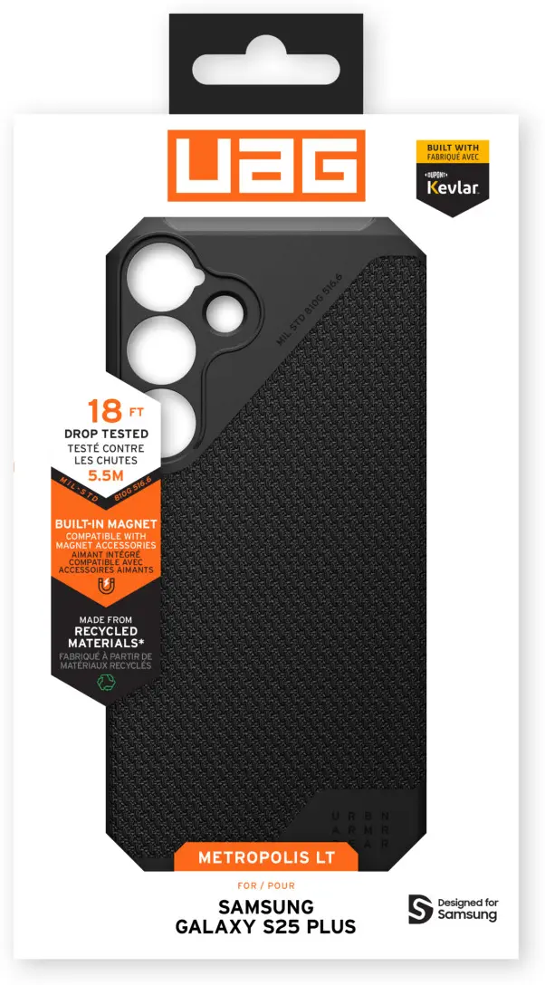 UAG Metropolis LT Samsung Galaxy S25 Plus Hoesje Qi2 Magnet Kevlar Zwart afbeelding 16
