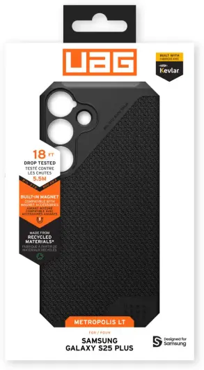 UAG Metropolis LT Samsung Galaxy S25 Plus Hoesje Qi2 Magnet Kevlar Zwart afbeelding 16