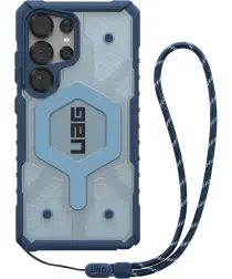 UAG Pathfinder Clear Samsung Galaxy S25 Ultra Hoesje Qi2 Magnet met Koord Blauw