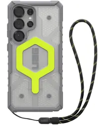 UAG Pathfinder Clear Samsung Galaxy S25 Ultra Hoesje Qi2 Magnet met Koord Neon