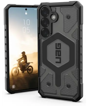 UAG Pathfinder Clear Samsung Galaxy S25 Hoesje Qi2 Magnet Back Cover Ash Hoesjes