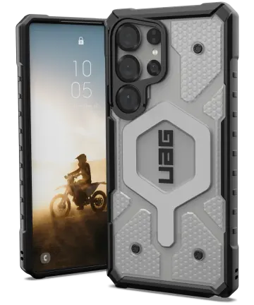 UAG Pathfinder Clear Samsung Galaxy S25 Ultra Hoesje Qi2 Magnet Ice Zilver Hoesjes