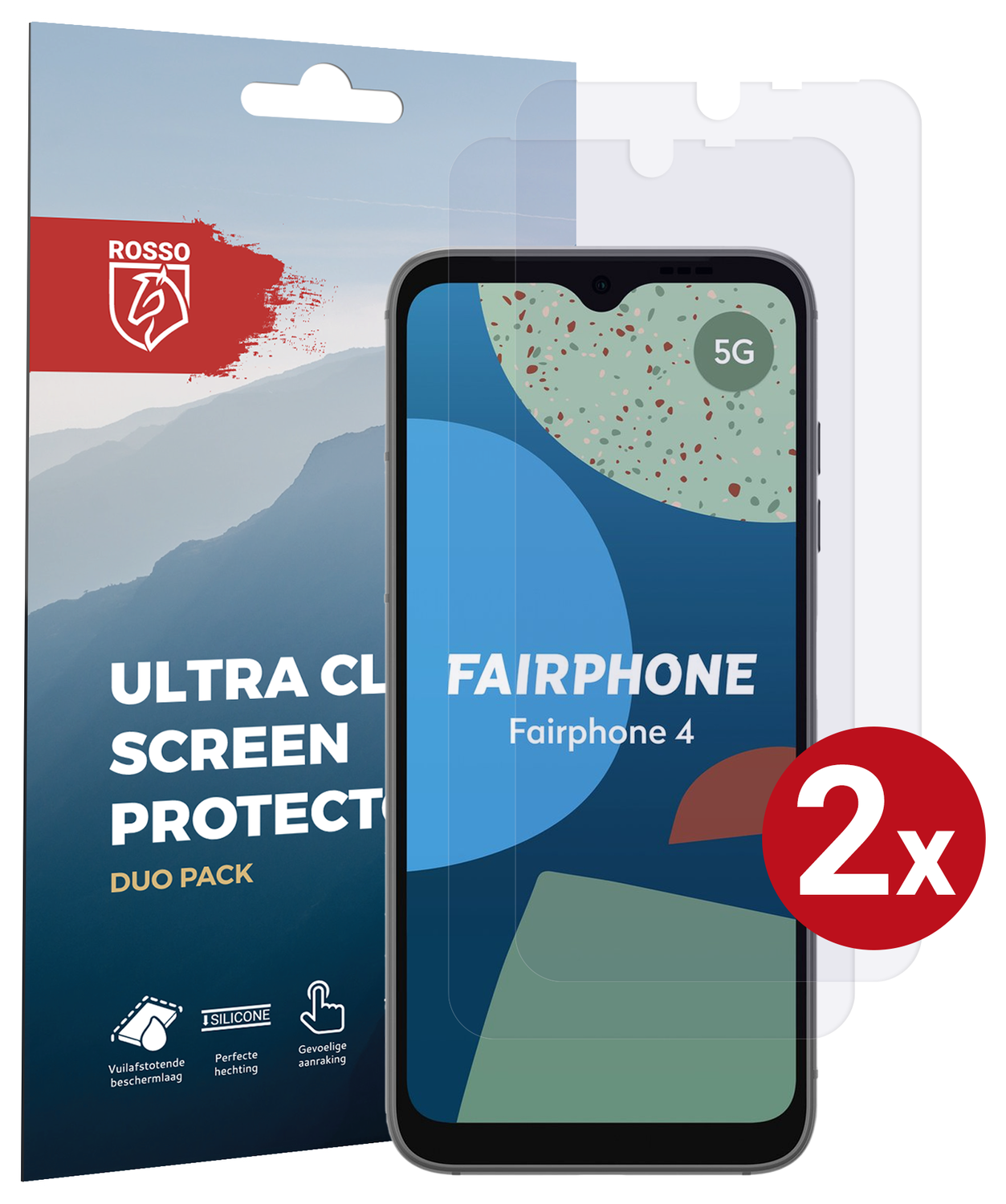 Rosso FairPhone 4 Screen Protector Case Friendly Folie Duo Pack afbeelding 1